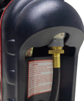 Close-up of brass fitting on Five Foot Propane Hose Assembly for Disposable Cylinders to 20 Pound Tank, 9000 BTU, hand tighten swivel
