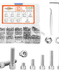 M2 Screws Assortment Kit With 304 Stainless Steel Hex Socket Head Screws, Nuts, Bolts, Washers M2x4mm to M2x20mm