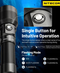 Underwater Dive Light With 1100 Lumen Power, 100 Meter Submersion, IP68 Waterproof, user-friendly button design shown close up