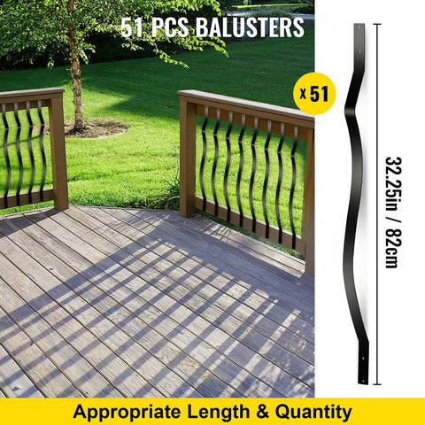 Sturdy Iron Deck Balusters 32.25 Inch Long 1 Inch Spindles 51 Pack With Screws For Wood And Composite Deck Railing Outdoor