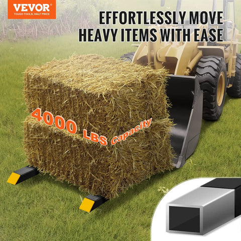 Clamp On Pallet Forks 4000 Lb Capacity 60 Inch Heavy Duty Forks for Tractor lifting hay bale with loader