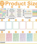 Product size chart for Totally All In One Science Fair Board Kit With 72 Glitter Candy Borders 36 Pastel Subtitles 122 pieces