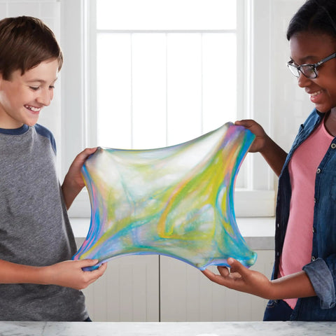 Kids making colorful slime using White Liquid School Glue 1 Gallon For Arts And Crafts Safe Washable Non Toxic Bond Paper Wood Fabric Ceramics