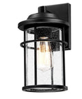 Durable Outdoor Wall Lights For House Exterior Waterproof Sconce with Seeded Glass Shade, Black Finish, E26 Socket