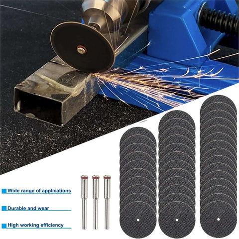 Pro Grade Diamond Cutting Discs Set For Metal And Stone, 31pc Wheel Kit, shown cutting metal with high efficiency and durability.