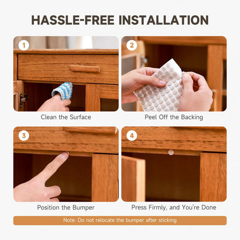 Installation steps for 100 Piece Felt Cabinet Door Bumpers Self Adhesive Soft Close Absorb Impact And Reduce Noise 0.4 Inch Diameter 0.17 Inch Thick