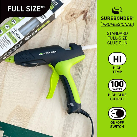 Black and green 100 Watt High Temperature Heavy Duty Hot Glue Gun For Packaging Woodworking DIY Repairs And Crafts Beast Pro