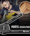 7-Inch Aluminum Miter Saw Protractor With Laser Inside And Outside Readouts used by carpenter for precise angle finding