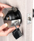 Heavy Duty Door Handle Lock Stops Knob Turning And Blocks Keyhole For Solid Privacy Lock It Down Tight with padlock on door