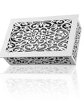 Wooden Doorbell Chime Cover Box For Indoor Outdoor Use, Decorative Wall Mount Enclosure In White with intricate patterns