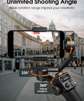 iSteady M6 Gimbal Stabilizer for Smartphone showcasing 360 degree rotation and OLED display, capturing city street scene
