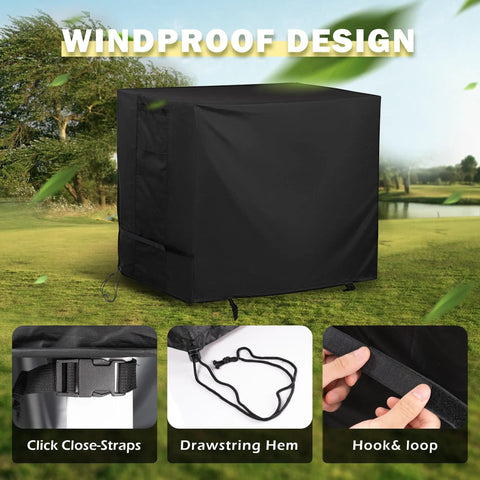 Pro Grade Heavy Duty All Weather Outdoor Island Table Cover For Feasto Grill Cart With Storage Cabinet shown on grass.