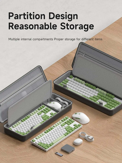 Badass Hardshell Keyboard Carry Case Fits 68 87 Or 108 Keyboards With Heavy Duty Shockproof Eva Build and Water Resistant Finish, showing organized compartments.