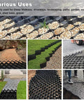 Heavy-Duty Gravel Grid Paving Stabilizer 2m By 8m For Driveways And Gardens, shown in various installation uses