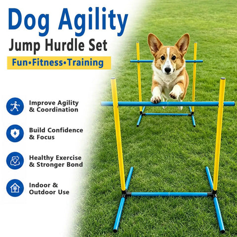 Two Pack Dog Agility Jump Set With Adjustable PVC Hurdles For Small And Medium Dogs Portable Easy To Assemble No Tools Needed