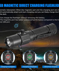 Rechargeable 1200 Lumen Compact Flashlight With Power Display IP67 Waterproof 5 Light Modes 984ft Throw EDC shown charging