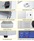 6.5 Liter Commercial Ultrasonic Cleaner With 40khz Kick And Built In Heater Hella Effective At Jewelry Watches Lab Parts Stainless Steel Tank Digital Timer Controls showing stainless steel tank and LCD controls.