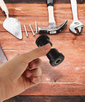 Hand holding Rear Leaf Spring Bushing Kit for Golf Cart Suspension Replacement with tools in background