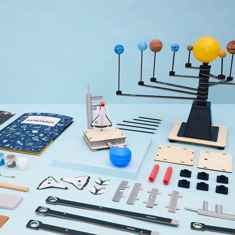 Totally Build It Yourself Space Explorer Kit For Kids Ages Five Plus With Real World Science Lessons Spin A Mini Solar System Build And Launch Model Rockets Paint Space Crafts And Learn How Astronauts Fly, wooden parts