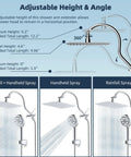 Adjustable arm and sprays of All Metal CUPC Certified Shower Head Combo With 10 Inch Rainfall Head And Handheld Sprayer