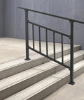Badass 4 Step Steel Stair Railing With Fence Builds A Rock Solid Barrier For Seniors And Kids Baked Finish on patio steps.