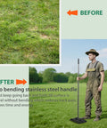 Man using Heavy Duty Lawn Leveling Rake With 17 Inch Wide Head And 10 Inch Depth, 78 Inch Adjustable Stainless Steel Handle