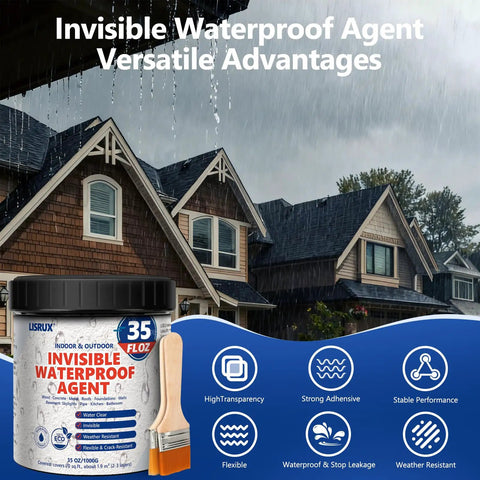 Heavy Duty Clear Waterproof Sealant 35 Ounce Slick Water Based Coating for roofs, walls, and outdoor home repairs.