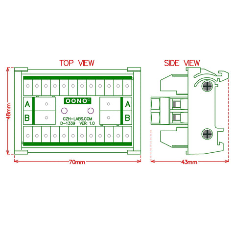Heavy Duty DIN Rail Mount Terminal Block Distribution Module 30A 300V 2x12 Screw Terminals Dual Row Power Distribution Block