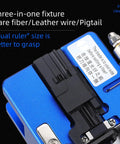 Precision Optical Fiber Cleaver FC-6S With Built-In Shred Collector For 250um To 900um Coating close-up showing three-in-one fixture for fiber cutting.