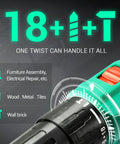 Close-up of 20V Cordless Hammer Drill Kit With 354 In Lb Torque Beast Power And Precision One Half Inch Keyless Chuck showing settings