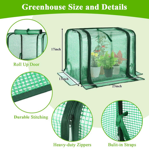 Portable Mini Greenhouse For Small Plants Indoor Outdoor Use No Fuss Setup Garden Tent With Waterproof Pad And Sturdy Steel Frame Tear Resistant PE Cover 23x13x17 Inch Green House Shelter