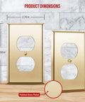 Duplex Receptacle Metal Wall Plate 1-Gang 4.50 By 2.76 Inches Brass Plated Stainless Steel showing dimensions and finish