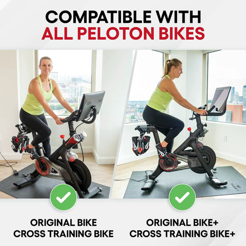 Replacement Seat And Handlebar Slide Adjustment Handles L Handle For All Peloton Bikes 2 Pack Heavy Duty Aluminum Upgrade Fits Original Peloton Bike Bike Plus And Cross Training Bike in use