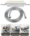 96 Inch Extra Long Stainless Steel Shower Hose With Anti-Kink Flex, Brass Fittings, Leak Proof, Universal Replacement