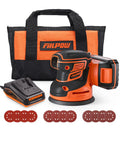 Cordless Random Orbital Sander 20V Brushless With 2.0Ah Battery Micro-Filter Cyclonic Dust Box 12 Sandpapers Carrying Bag
