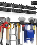 Heavy Duty Garage Wall Organizer System With Six Rails And Twelve Adjustable Hooks, 96 Inch, 20 Pack Tool Storage Rack
