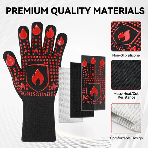 Heavy Duty Silicone Grill Gloves And Oven Mitts For BBQ Boss Level Heat Resistance Up To 1472 Fahrenheit Fireproof Non Slip Red