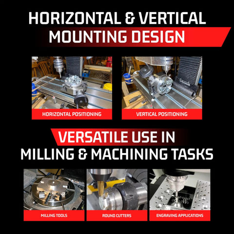 4 Inch Rotary Table For Milling Machines Dual Mount With 65mm Centering Chuck Back Plate T Nuts And 4 T Slots Pro Grade Precision Tool For Metalworking And Woodworking horizontal and vertical mounting