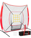 7 By 7 Foot Baseball And Softball Practice Net With Stable Bow Frame And Heavy Duty Mesh Strike Zone Target Ultra Portable Pitching Net