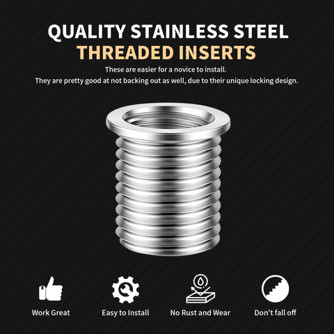 Stainless steel threaded insert coil, M10x1.25, silver metal close-up