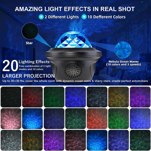 Dope Galaxy Projector With 20 Lighting Effects Large Projection Area Up To 30X30Ft in active use with various light effects