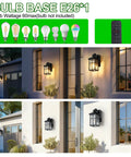 Outdoor Wall Light With GFCI Outlet And Remote Plug In Porch Lighting Black Finish Shown On Wall With Bulb Options