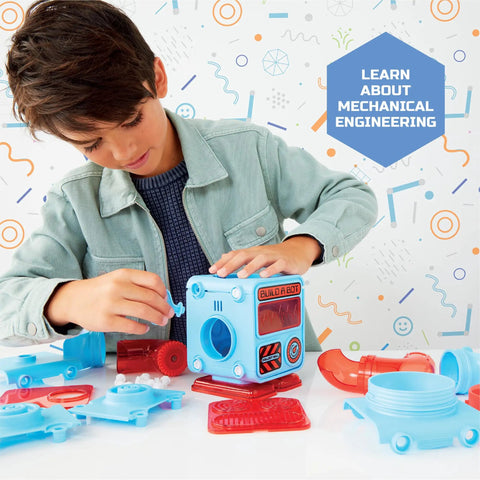 Prize Pod Robot Kit With 52 Piece Vending Machine Build Set And 12 Transforming Capsules, Hands On STEM learning toy for kids age 8 plus