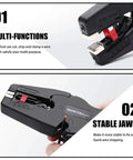 Automatic Wire Stripper And Cutter 2-In-1 Tool with Auto Distance Positioning showing multi-function and stable jaws