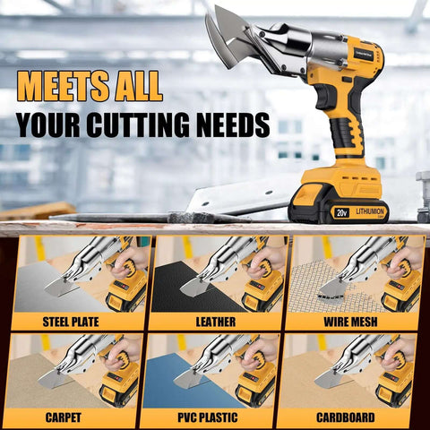Cordless Metal Shears Brushless 20V Max Tool Only With 360 Degree Pivoting Head cutting various materials