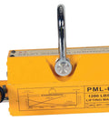 Heavy Duty Neodymium Magnetic Lifter For Steel Plates With 1200 Pound Flat Capacity Chain Hoist Hook Mount Yellow Finish with handle.