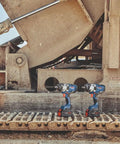 Heavy Duty 18 Volt Cordless Impact Wrench With Half Inch Drive Friction Ring And Beast Mode Torque For Stubborn Bolts Along With Three Speed Settings To Get The Job Done Bare Tool Setup on construction site