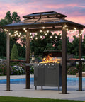 8x5 Ft Aluminum Grill Gazebo With Double Polycarbonate Top And Shelves Outdoor BBQ Canopy Hardtop For Backyard Lawn or Patio