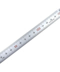 Rigid 150 Mm Machinist Ruler With Zero Glare Satin Chrome Stainless Steel Finish, clear mm and.5 mm graduations, angled view