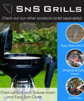 22" charcoal grill with inserts, showcasing elevated cooking grate that frees up grill space for tailgating and backyard BBQs.